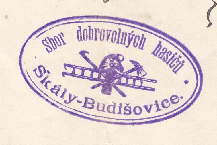 razítko Sboru dobrovolných hasičů Skály - Budišovice